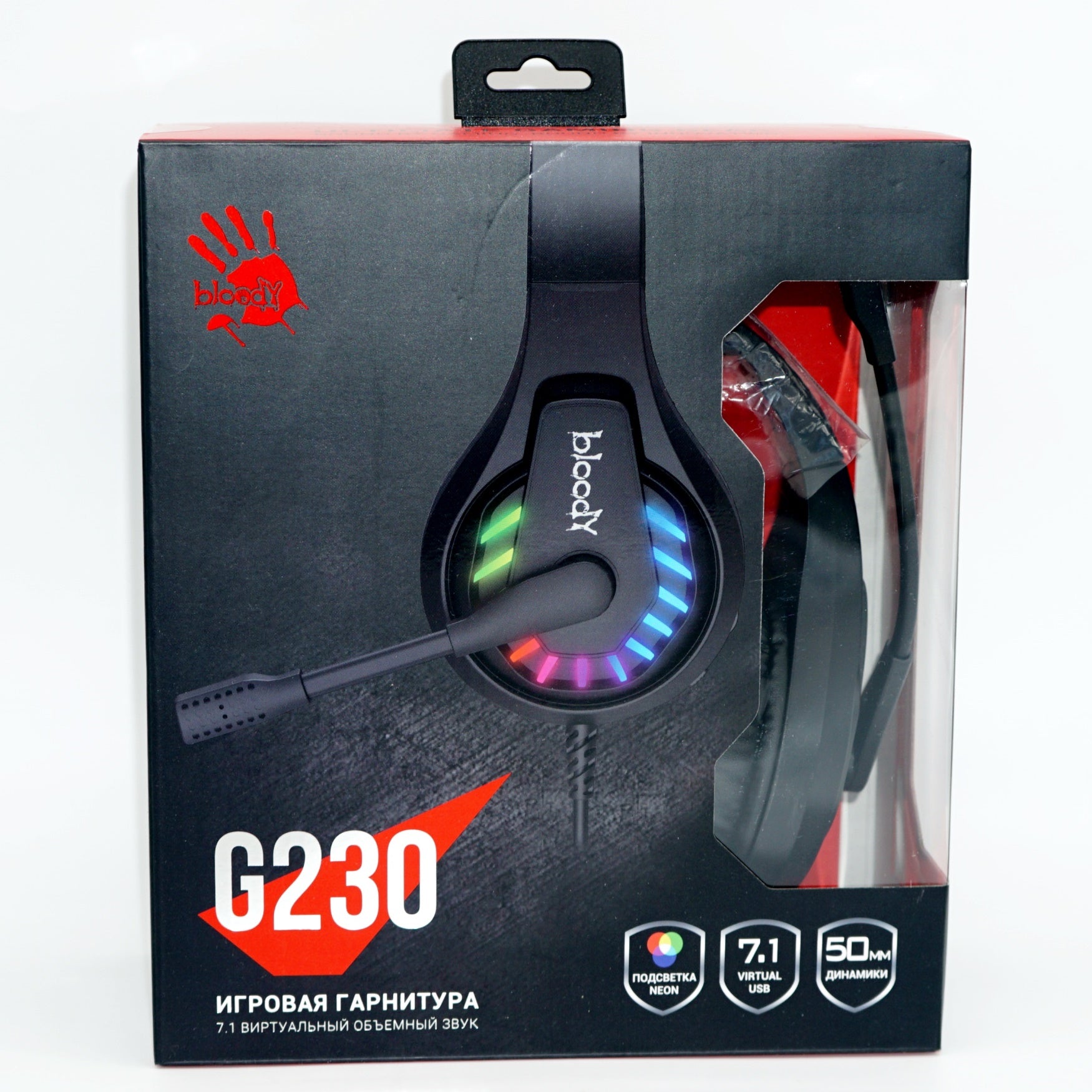 Bloody G230 Virtual 7.1 Surround Sound Gaming Headset - Neon LED Backlit - Noise Canceling Mic - USB Bloody G230 Virtual 7.1 Surround Sound Gaming Headset - Neon LED Backlit - Noise Canceling Mic - USB